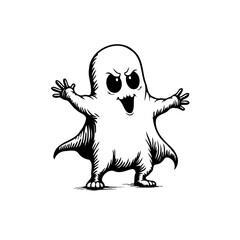 Expressive cartoon ghost illustration with menacing eyes ready to make you jump illustration on