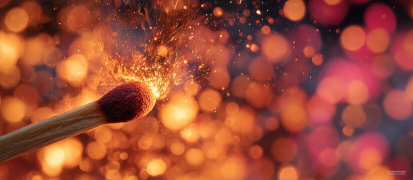A match igniting, vibrant fire - Powered by Adobe