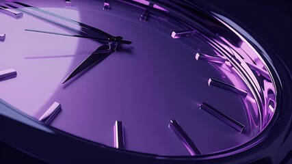 Luxury watch hands ticking AI generated video modern abstract background seamless loop 4K UHD. Stunning purple clock face AI generated video close up timelapse elegant minimalist design. - Powered by Adobe