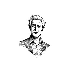 Intricate monochrome portrait of a mature man capturing the essence of experience and