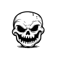 Monochromatic Skull Illustration: A striking portrayal of mortality through bold lines and