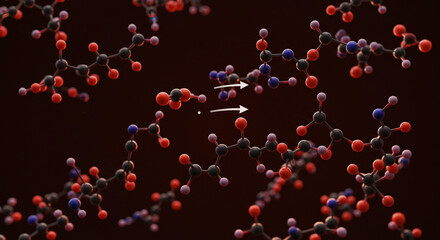 Dynamic molecular structures illustrating chemical reactions and scientific processes in vibrant detail