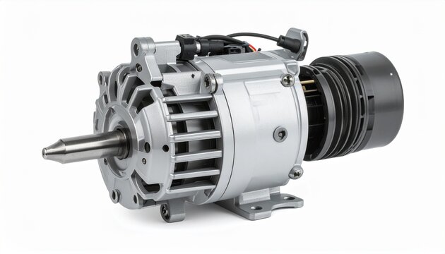 Electric sewing machine motor unit isolated on white background home tailoring appliance component
