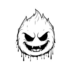 Stylized angry character illustration with sharp features and dripping effect shows dynamic