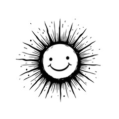 Stylized radiant sun illustration radiating positive energy spreading joyful vibes in sunshine day