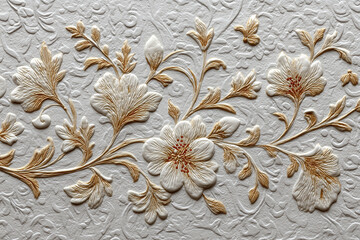 Embossed ivory paper texture with floral pattern, elegant stationery vibe

