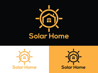 Naklejka premium Solar Home Logo Design, Renewable Energy, Green House, Eco-Friendly Power Icon