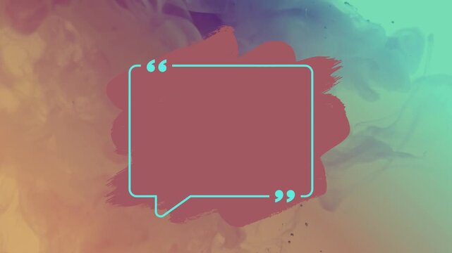 Quotation mark box and colorful abstract background.