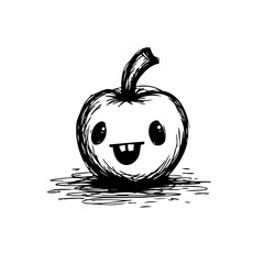 Whimsical apple character sketch radiating joy and charm with expressive features and artistic