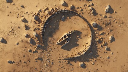 Dinosaur fossil circle in desert