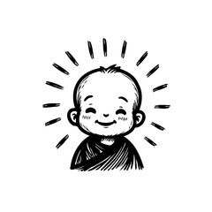 Whimsical child illustration radiating joy showcasing a cheerful expression and hand-drawn style