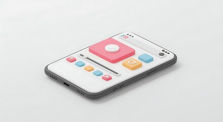 Abstract smartphone UI design displaying vibrant colors and interactive elements minimalist aesthetic for digital interface mockups and app development visuals