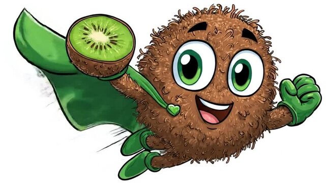 Kiwi fruit superhero cartoon image