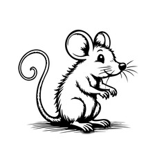 Whimsical mouse illustration, delightful cartoon rodent image with intricately detailed line work,