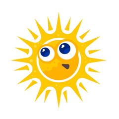 Cute cartoon sun character with a confused expression - vector illustration