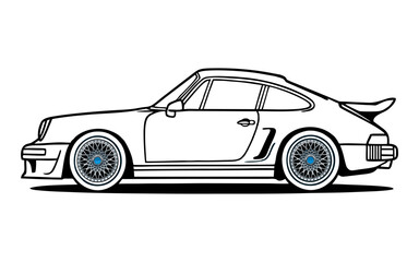 vector silhouette of a modern sports electric car, line art