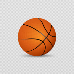 Fototapeta premium Vector realistic basketball ball isolated on transparent background.