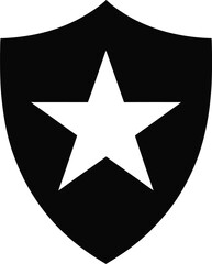 Fototapeta premium Black shield white star emblem