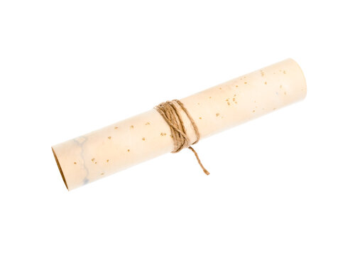 Old rolled paper scroll isolated on white