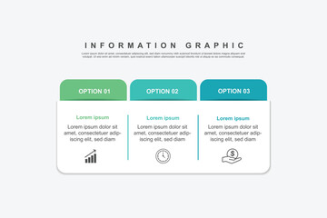 design template banner infographic. 3 step process information or presentation with icons