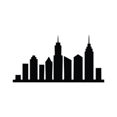 Naklejka premium Black silhouette of a city skyline with varied building heights buildings architecture