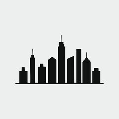 Obraz premium Black silhouette of a modern city skyline with varied building heights buildings