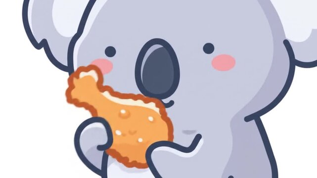 Koala chef eating chicken wing