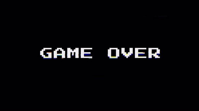 game over text distortion glitch effect