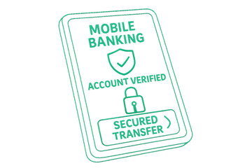 Secure mobile banking account verified with secured transfer stamp