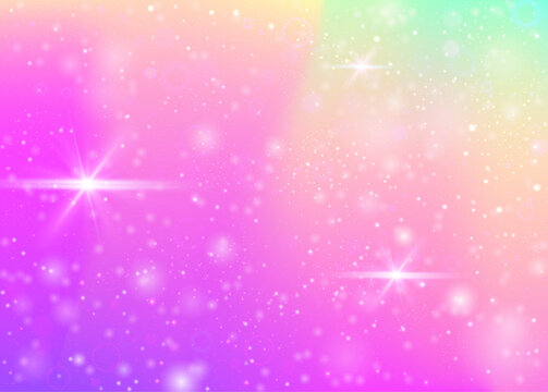 Unicorn Hologram. Pink Princess Invitation. Rainbow Background. Iridescent Galaxy Invite. Purple Girlish Pattern. Blue Pastel Gradient. Girl Glitter. Party Unicorn Hologram. - Powered by Adobe