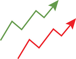 Business growth with red green arrow