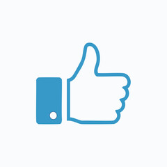 Obraz premium Blue thumb up icon with white background symbol