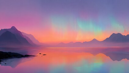 Fototapeta premium Sunrise aurora over a still lake