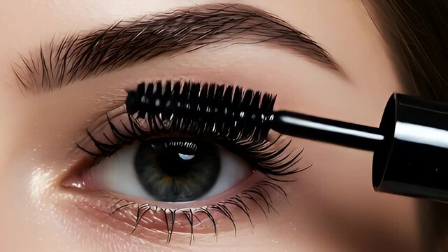 Close-up image of applying mascara to inner lashes, eye makeup