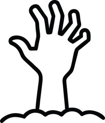 Zombie hand emerging from the ground outline icon