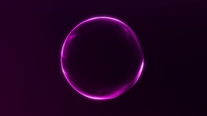 Futuristic glowing pink energy sphere with smooth gradient neon light on dark purple background. Abstract digital orb animation in 4K for creative modern visuals and backgrounds. - Powered by Adobe