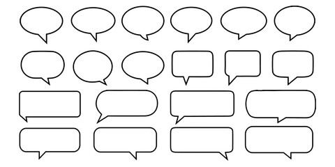 Speech Bubbles. Line art speech bubbles blank isolated on white background. Speech bubble comic signs. Talk bubble. Cloud speech bubbles collection. Vector