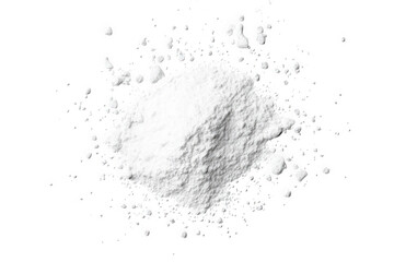 Obraz premium Pile of white powder dust with scattered particles isolated on transparent background