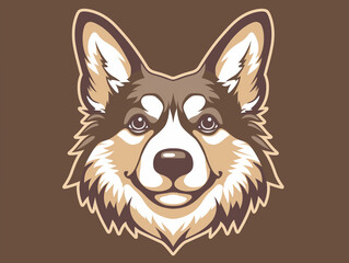 Naklejka premium Dog Face Illustration Cute Pet with Brown Fur and Smiling Expression