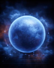 An ethereal glowing sphere surrounded by swirling mist, evoking a sense of mystery and otherworldliness.