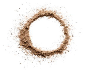Brown powder forming a circle isolated on transparent background
