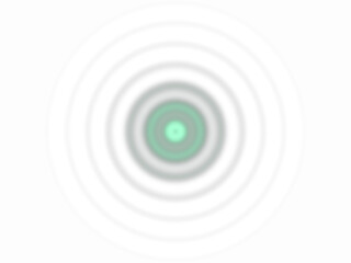 Concentric circles with a green center and fading light effect, isolated on transparent background