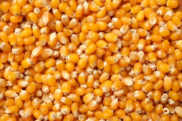 Many golden corn kernels as background, closeup