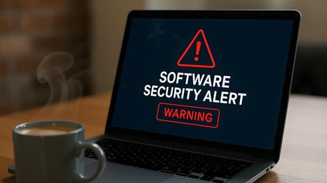 oftware security alert warning on laptop