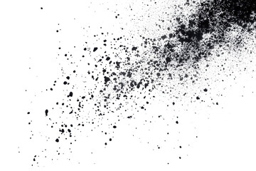 Fototapeta premium Scattered black powder particles isolated on transparent background