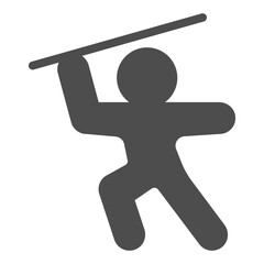 Sportsman with pike solid icon, throwing sports concept. Vector graphics. Athlete man prepare to throw pike, sport sign on white background, glyph style icon for mobile or web design.