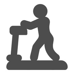 Athlete man on treadmill solid icon, summer sports concept. Vector graphics. Runner, sport sign on white background, glyph style icon for mobile or web design.