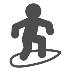 Athlete man on surfboard solid icon, summer sports concept. Vector graphics. Surfer on board, sportsman sign on white background, glyph style icon for mobile or web design.