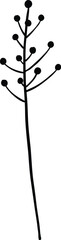 Wildflower vector outline clipart, line art elegant botanical element