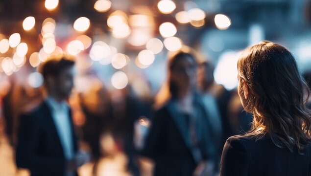 Blurred people at night event